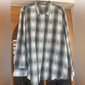 Vintage Tommy Bahama Navy And Green Button Down Shirt Size XXL